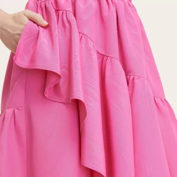 New Kate Spade Tiered Ruffle Midi Tank Dress Pink Rose Taffeta Target - Picture 4 of 4